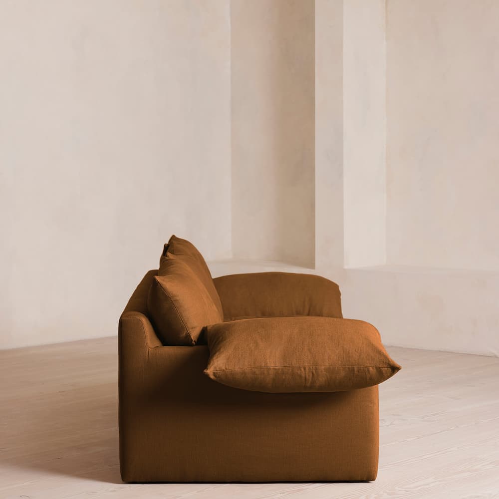 Wyatt Three Seater Sofa - Linen - Terracotta - UK - Images - Image 3