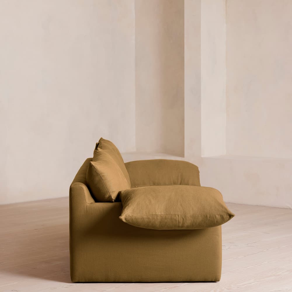 Wyatt Three Seater Sofa - Linen - Ochre - Images - Image 3