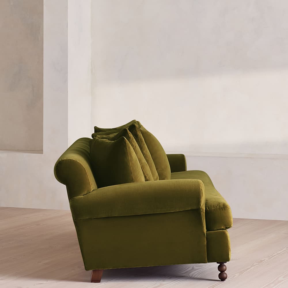 Audrey Four Seater Sofa - Velvet - Olive - Images - Image 3