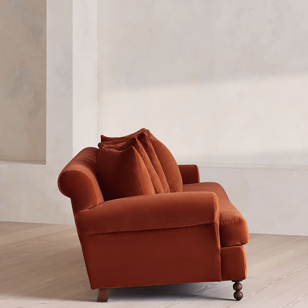 Audrey Four Seater Sofa - Velvet - Rust - US - Images - Image 3