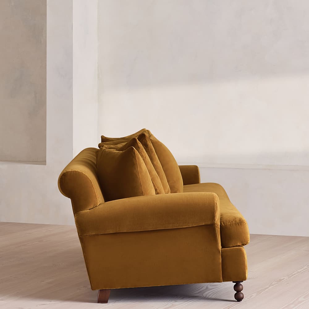 Audrey Four Seater Sofa - Velvet - Mustard - Images - Image 3