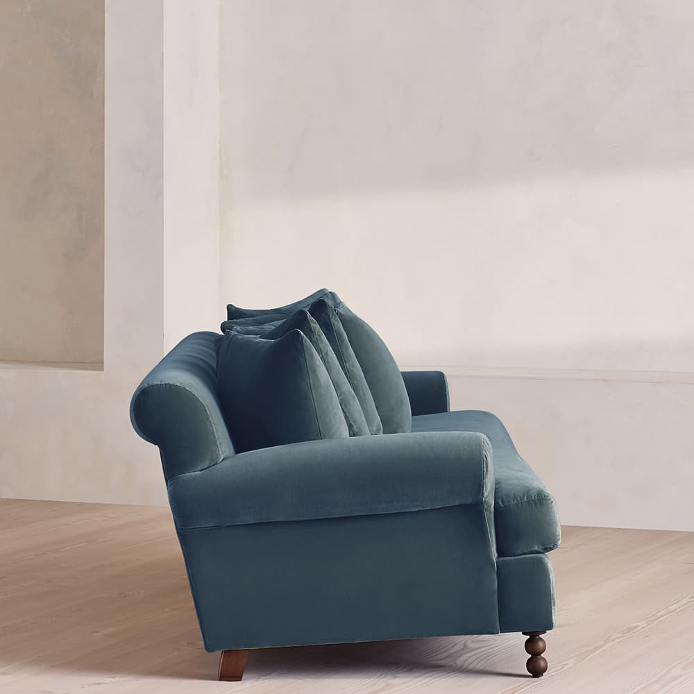 Audrey Four Seater Sofa - Velvet - Grey Blue - US - Images - Image 3