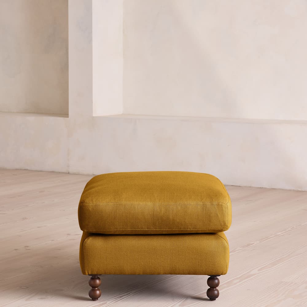 Audrey Rectangle Ottoman - Linen - Turmeric - US - Images - Image 3