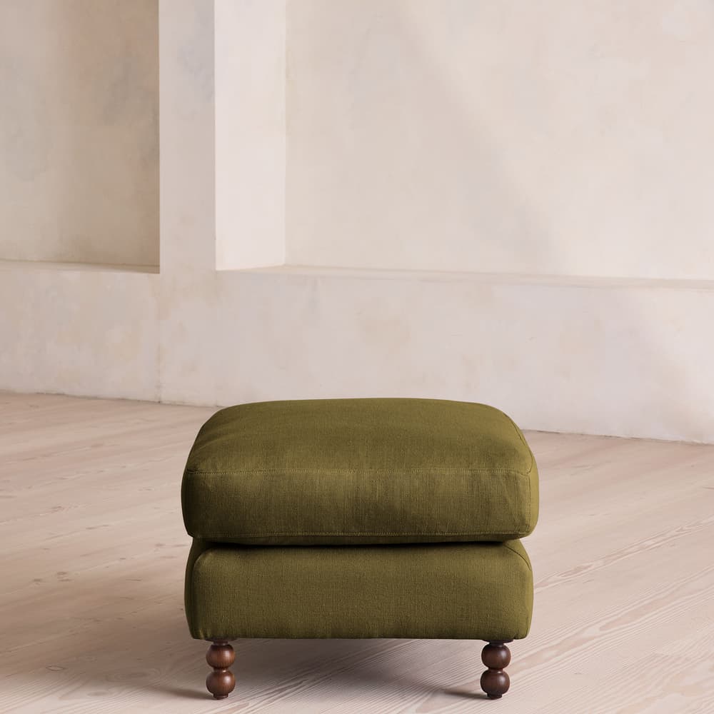 Audrey Rectangle Ottoman - Linen - Olive - Images - Image 3