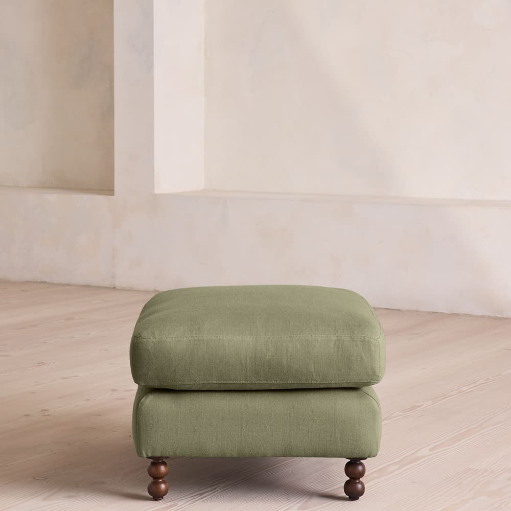 Audrey Rectangle Ottoman - Linen - Sage - Images - Image 3