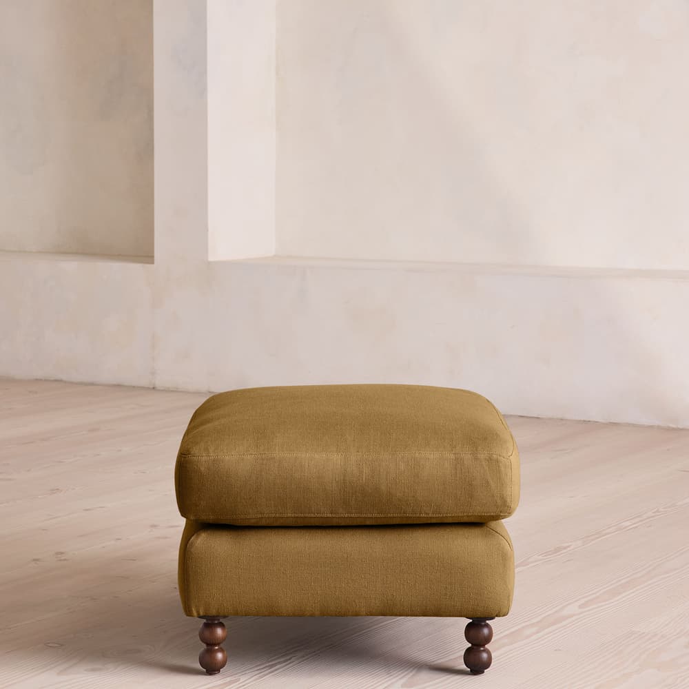 Audrey Rectangle Ottoman - Linen - Ochre - Images - Image 3