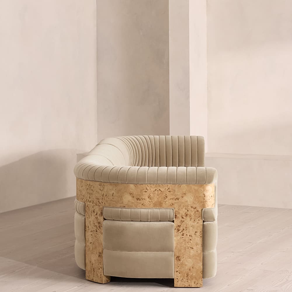 Caleb Modular Sofa - Four Seater - Velvet - Oyster - Blonde Burl - UK - Images - Image 3