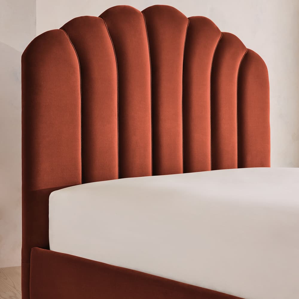 Manette Bed - with Twisted Cord - Double - Velvet Rust - Images - Image 3