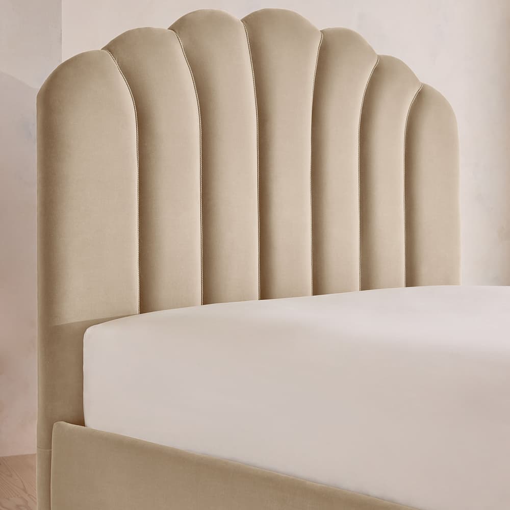 Manette Bed - with Twisted Cord - Double - Velvet - Oyster - UK - Images - Image 3