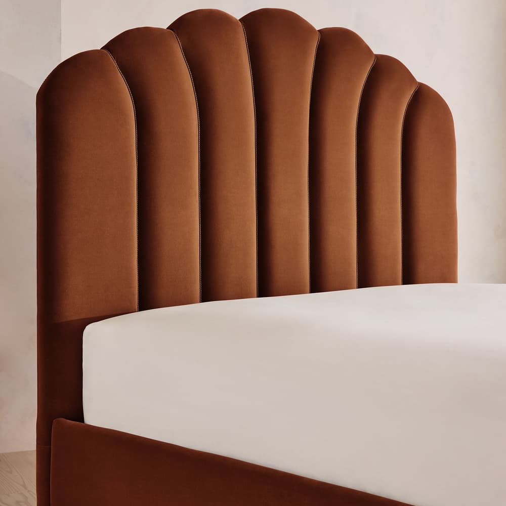 Manette Bed - with Twisted Cord - Double - Velvet - Cinnamon - UK - Images - Image 3