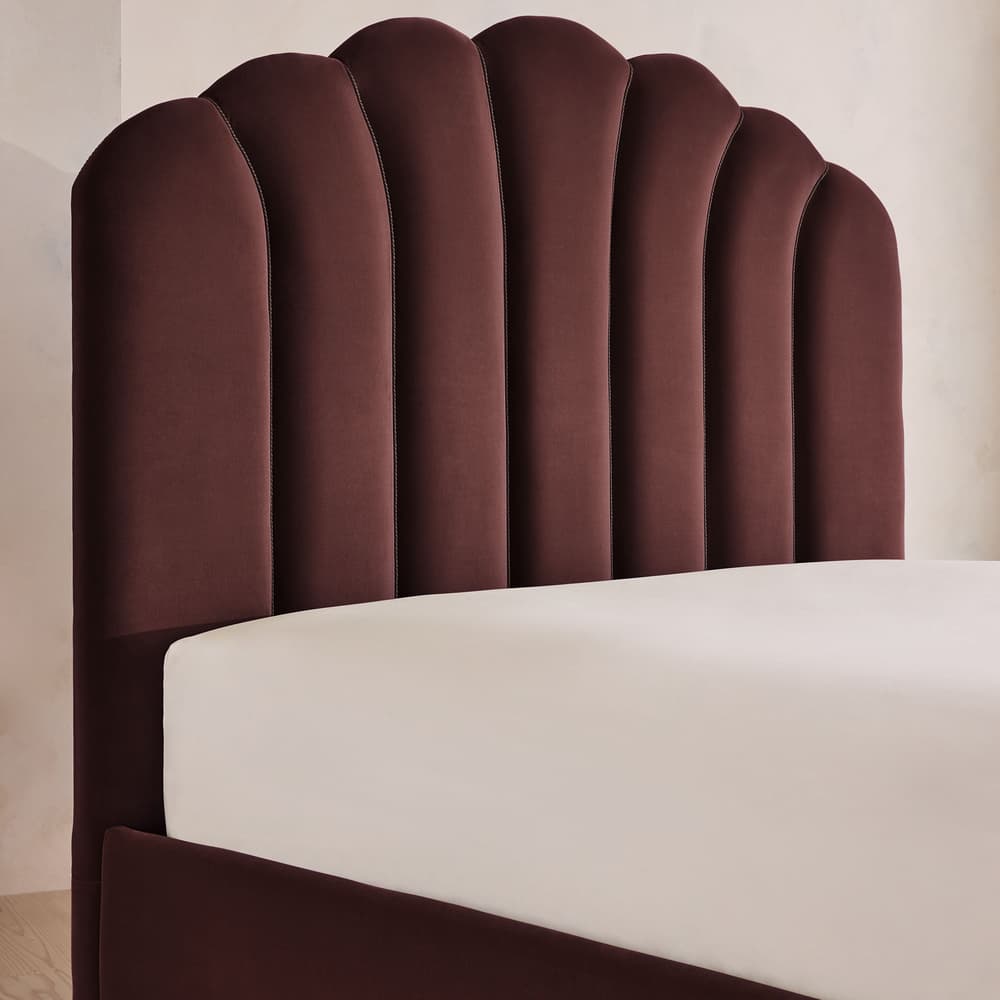 Manette Bed - with Twisted Cord - Double - Velvet - Aubergine - UK - Images - Image 3