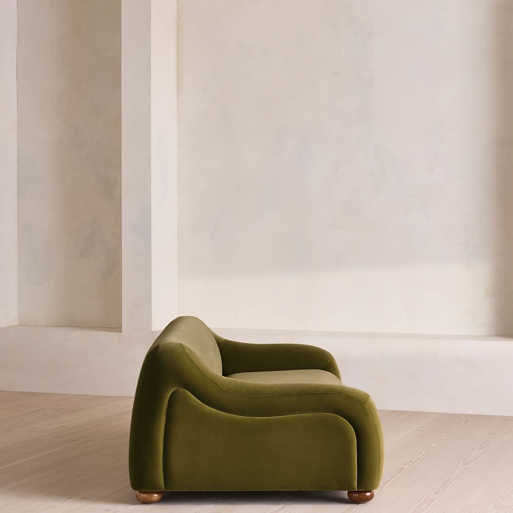 Liana Three Seater Sofa - Velvet - Olive - UK - Images - Image 3