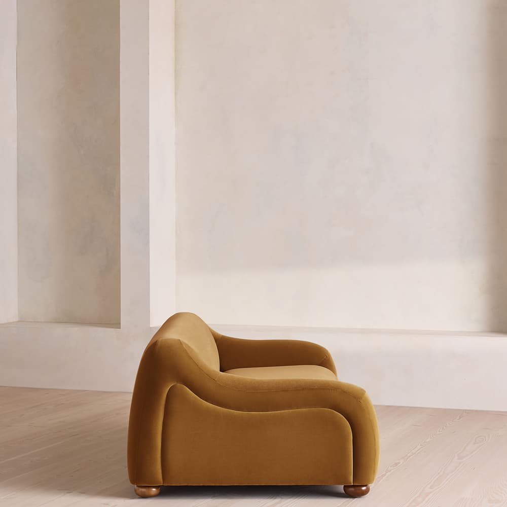 Liana Three Seater Sofa - Velvet - Mustard - UK - Images - Image 3