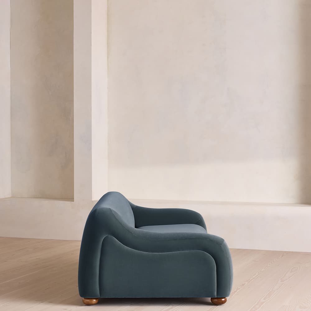 Liana Three Seater Sofa - Velvet - Grey Blue - UK - Images - Image 3