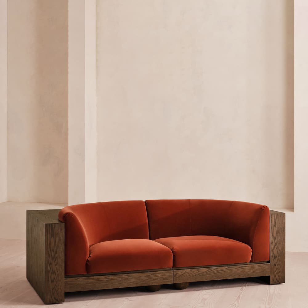 Carter Three Seater Sofa - Velvet - Rust - UK - Listing - Image 3