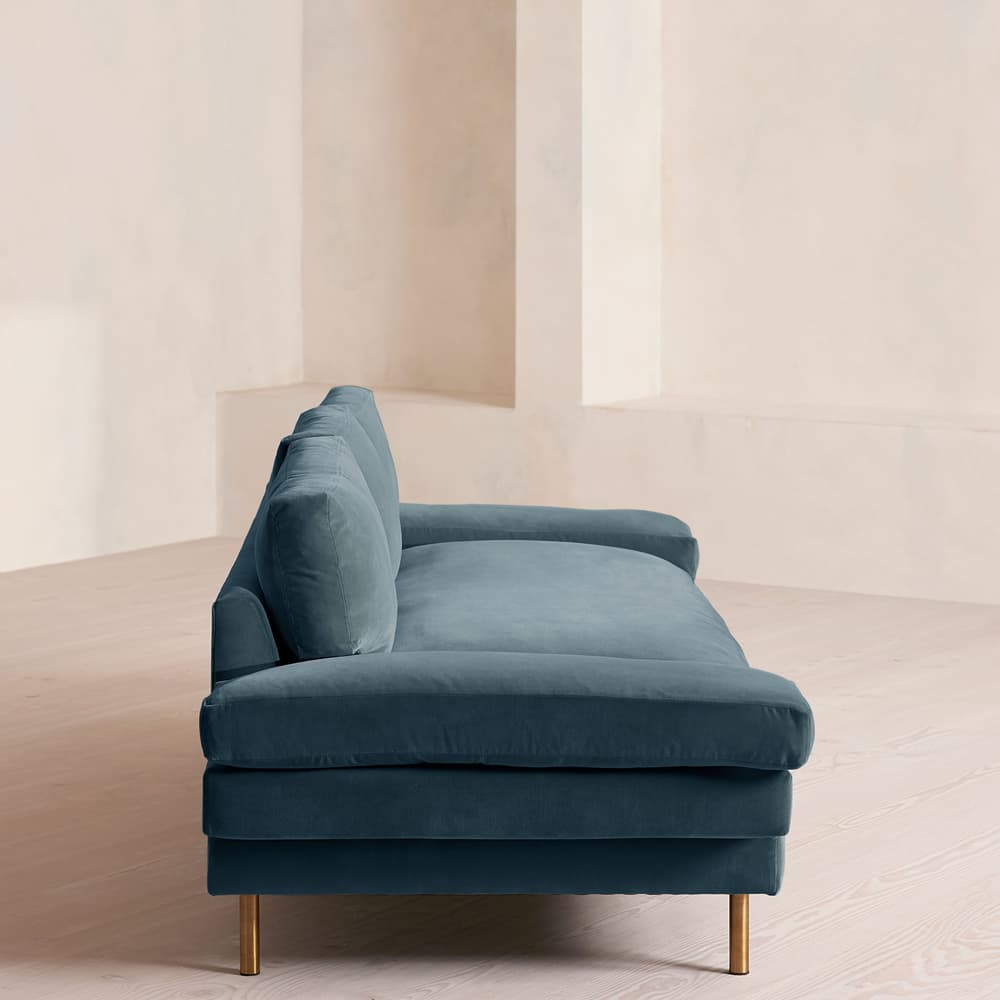 Bristol Three Seater Sofa - Velvet - Grey Blue - US - Images - Image 3