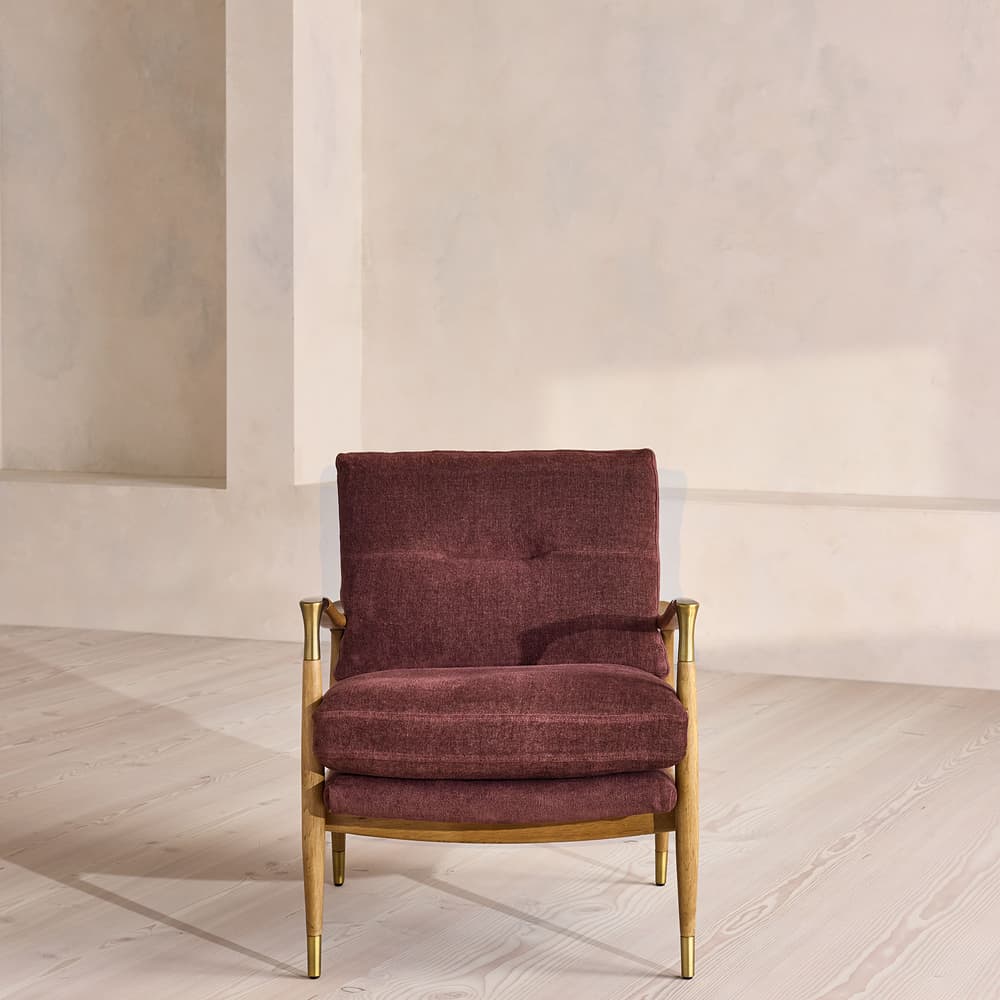 Theodore Burl Armchair - Linen Chenille - Bordeaux - US - Listing - Image 3