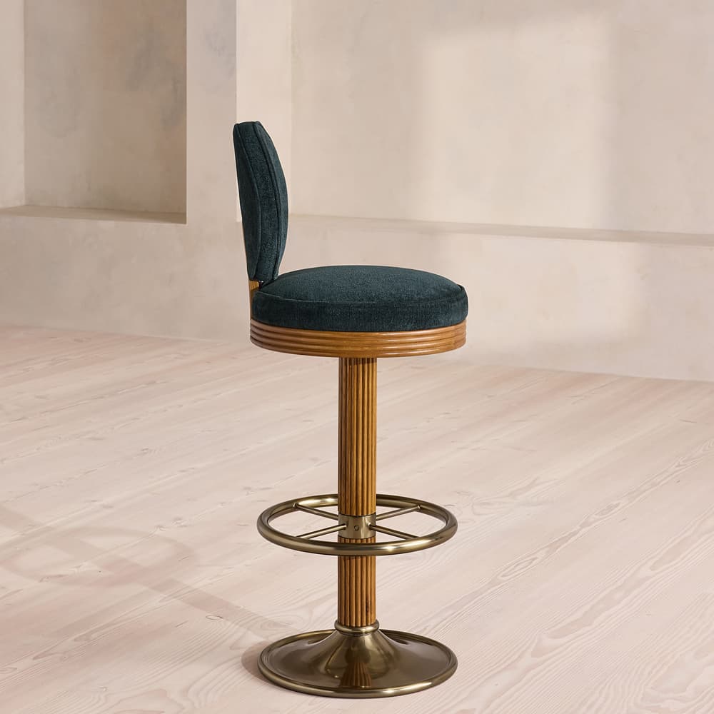 Alma Barstool - Linen Chenille - Deep Teal - US - Images - Image 3