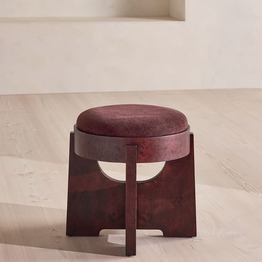 Dalton Burl Footstool - Linen Chenille - Bordeaux - UK - Listing - Image 3