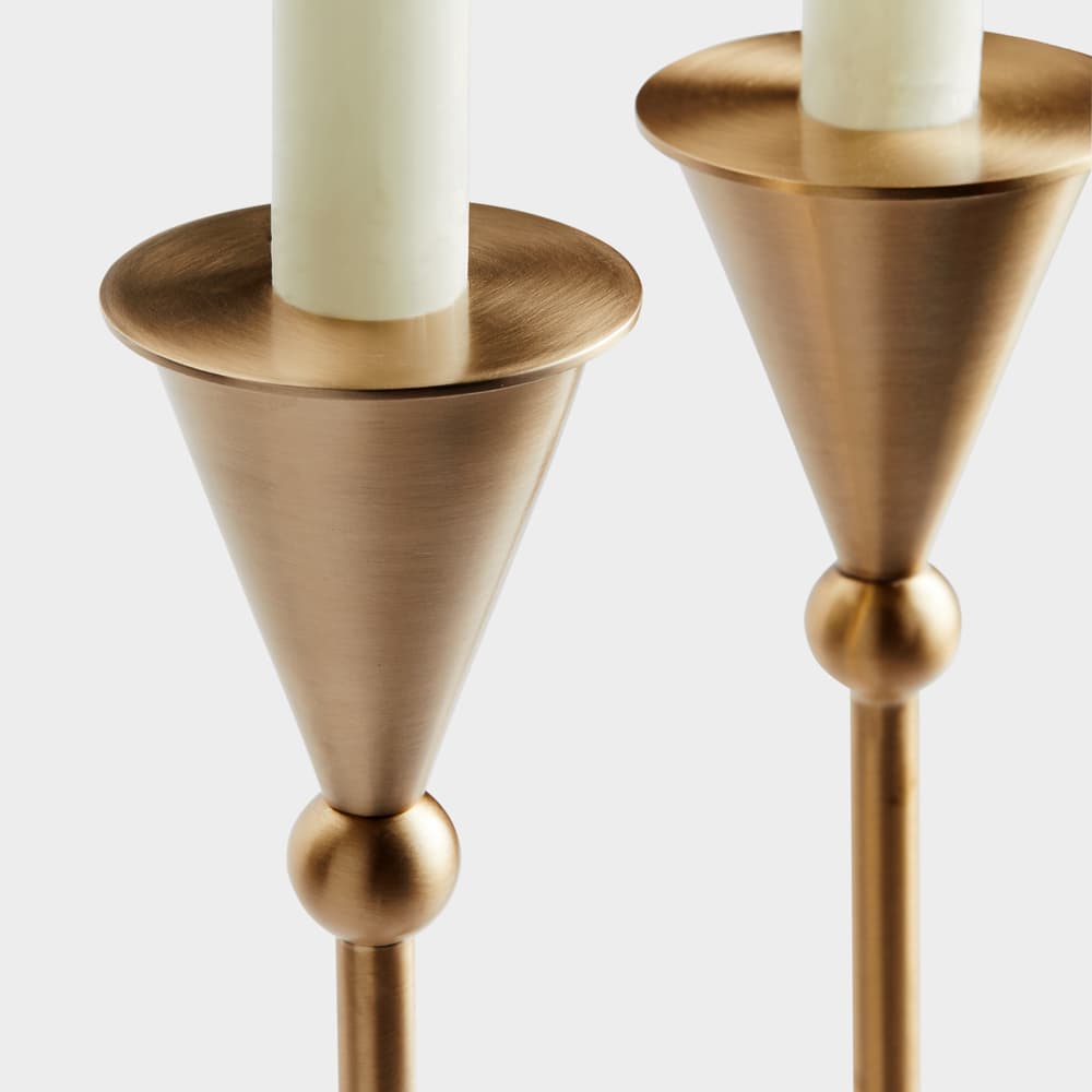 Set of 2 Bruyere Candle Holders Brushed Brass Large - Images - Image 3