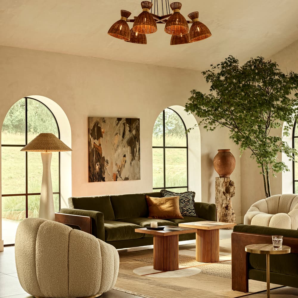 Marcia Three Seater Sofa - Velvet - Olive - US - Lifestyle - Image 3