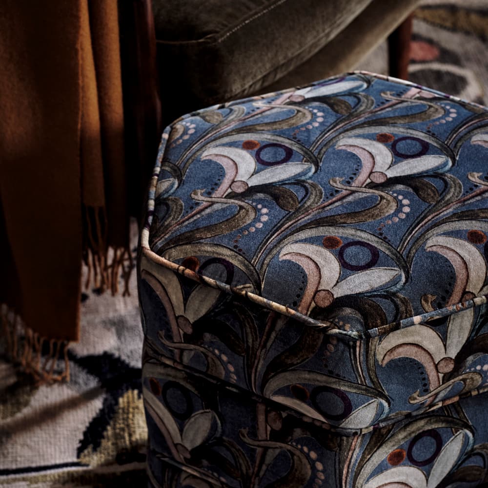 Lyla Footstool - Obie Printed Velvet - Multi - US - Lifestyle - Image 3