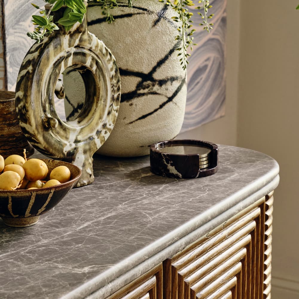 Kirtle Metal Coasters in Marble Holder - Set of Four - Lifestyle - Image 3