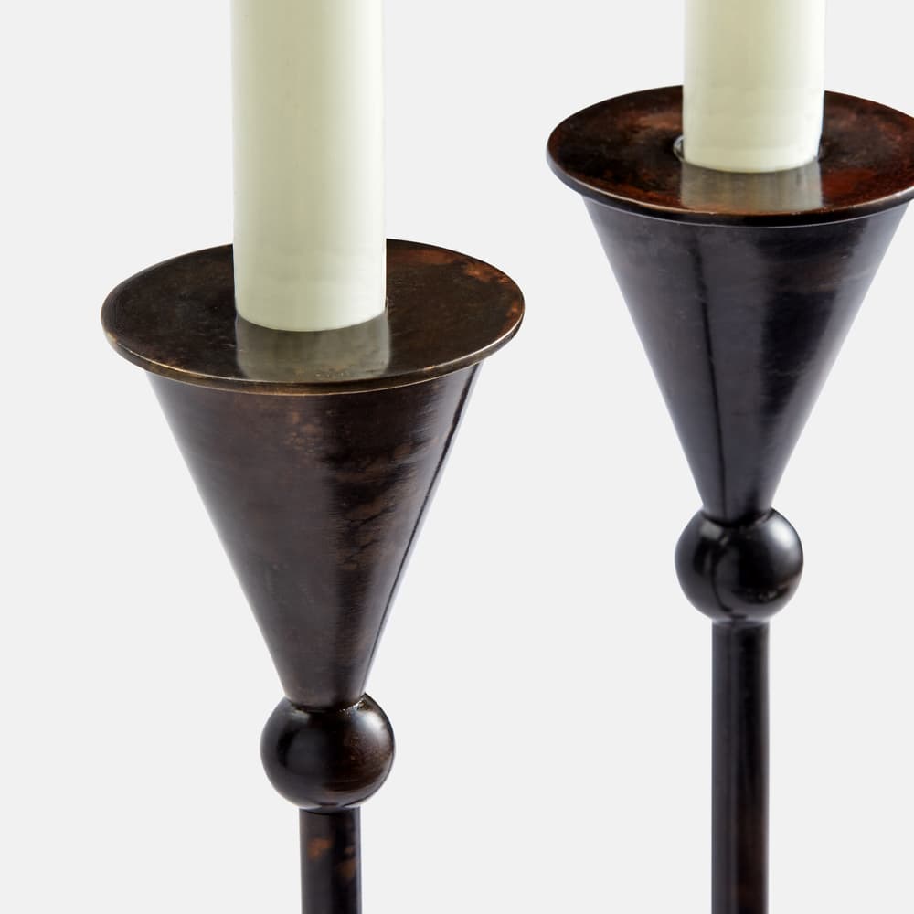 Bruyere Candle Holders Patina Brass - Set of Two - Large - Images - Image 3
