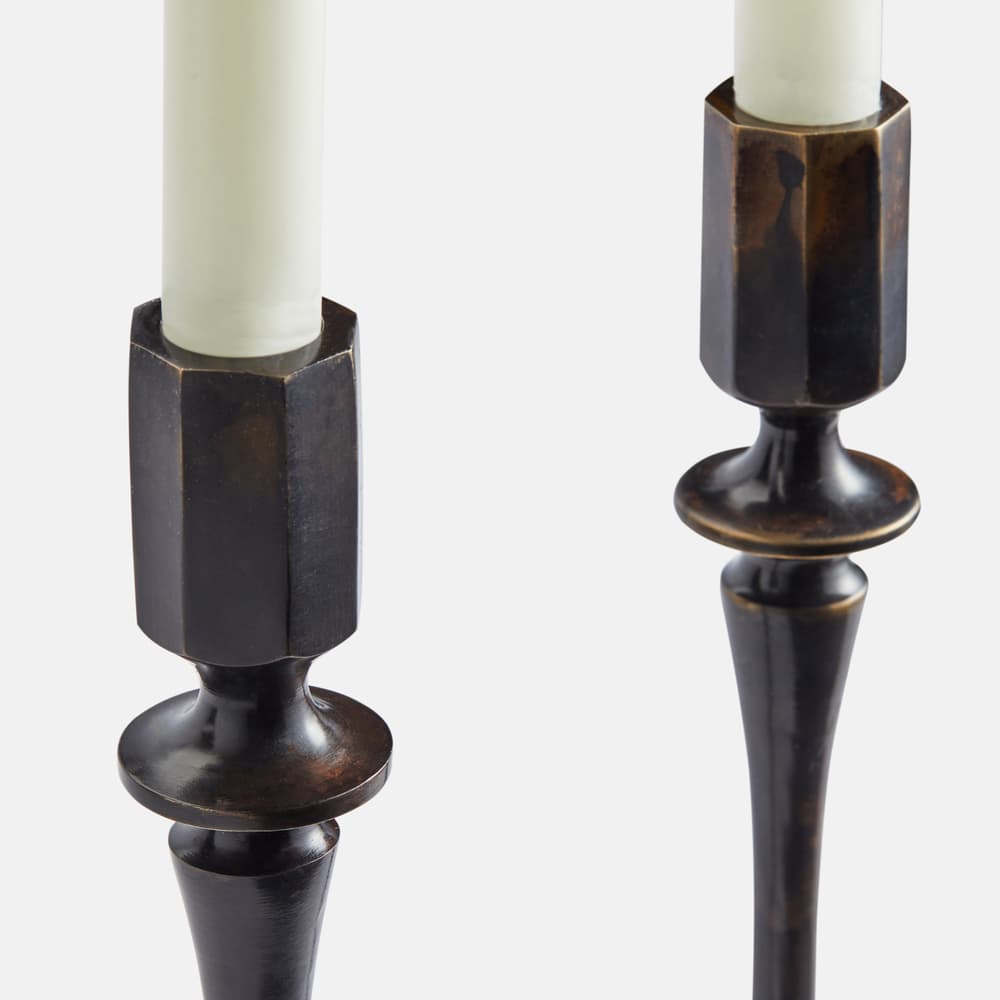 Set of 2 Hansen Candle Holders Patina Brass Large - Images - Image 3