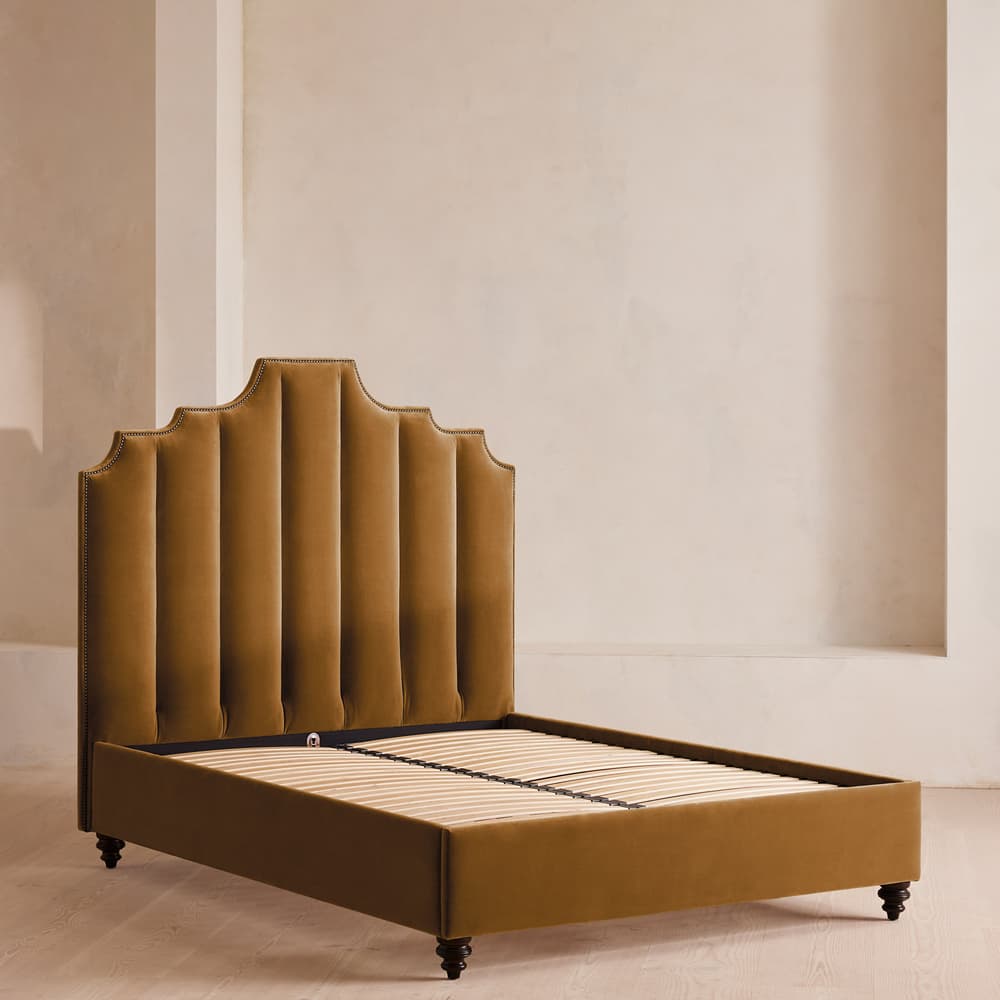Gerrard Bed - Double - Velvet - Mustard - Images - Image 3