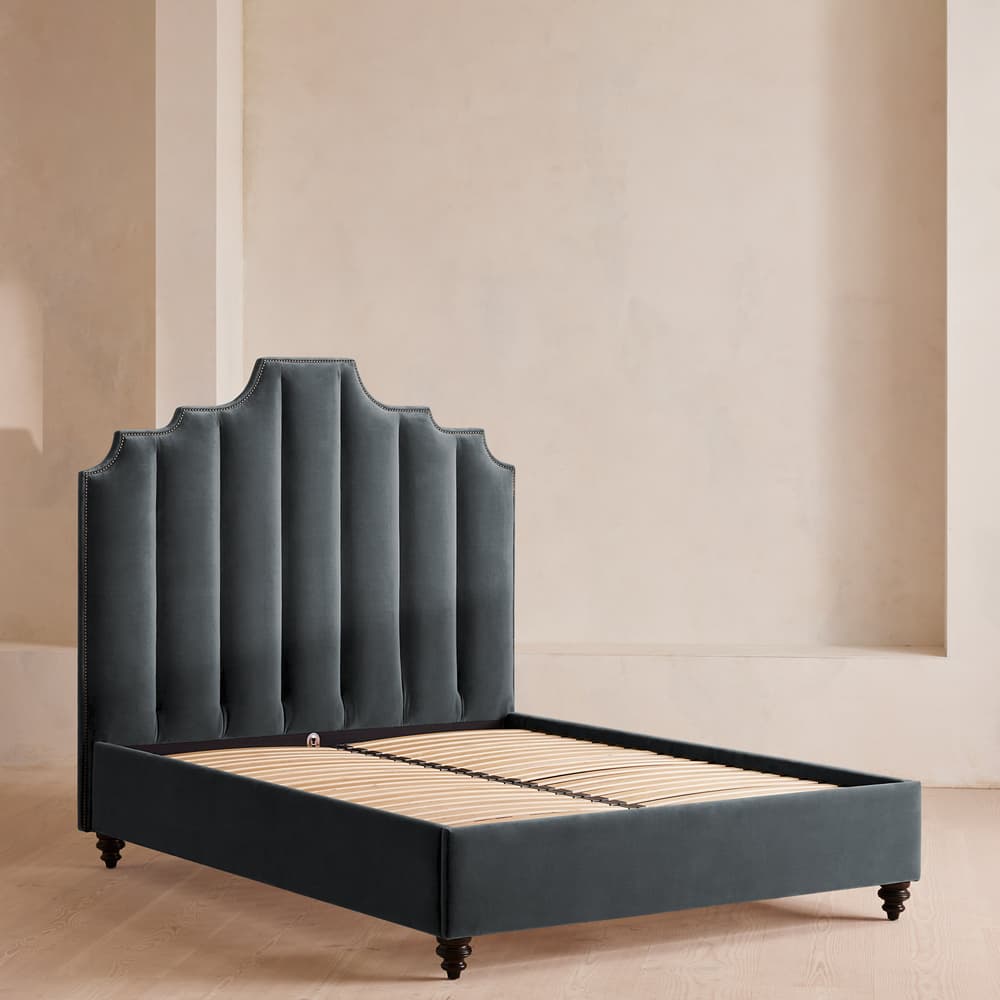 Gerrard Bed - Double - Velvet - Grey Blue - Images - Image 3