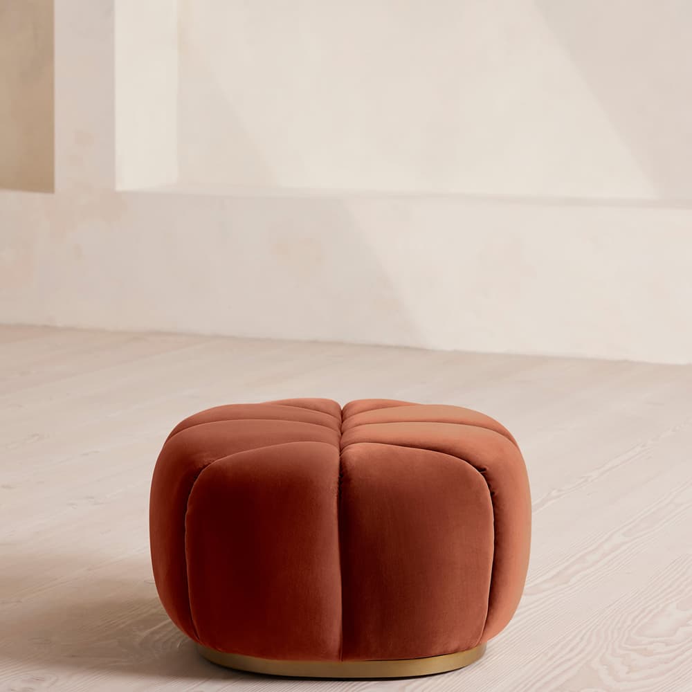 Garret Footstool - Velvet - Rust - Images - Image 3