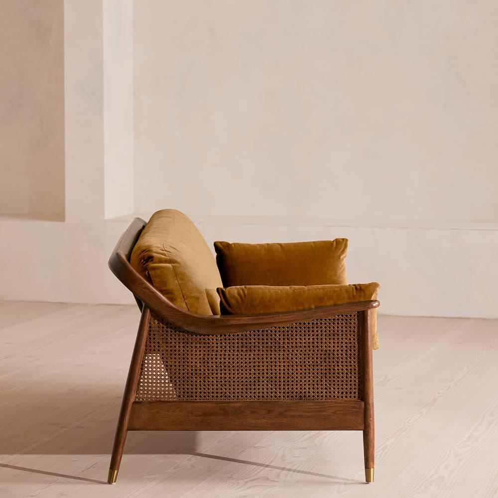 Atlanta Three Seater Sofa - Velvet - Mustard - Images - Image 3