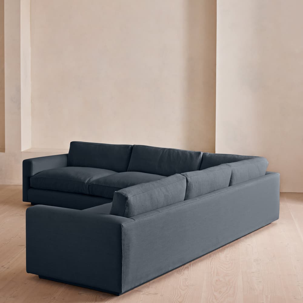 Mossley Corner Sofa - Linen - Prussian Blue - US - Images - Image 3