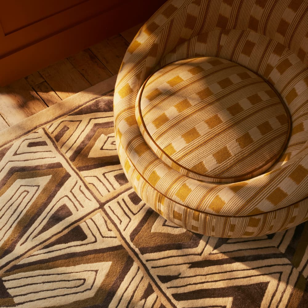 Abel Armchair - Dotted Stripe Weave - Ochre - Lifestyle - Image 3