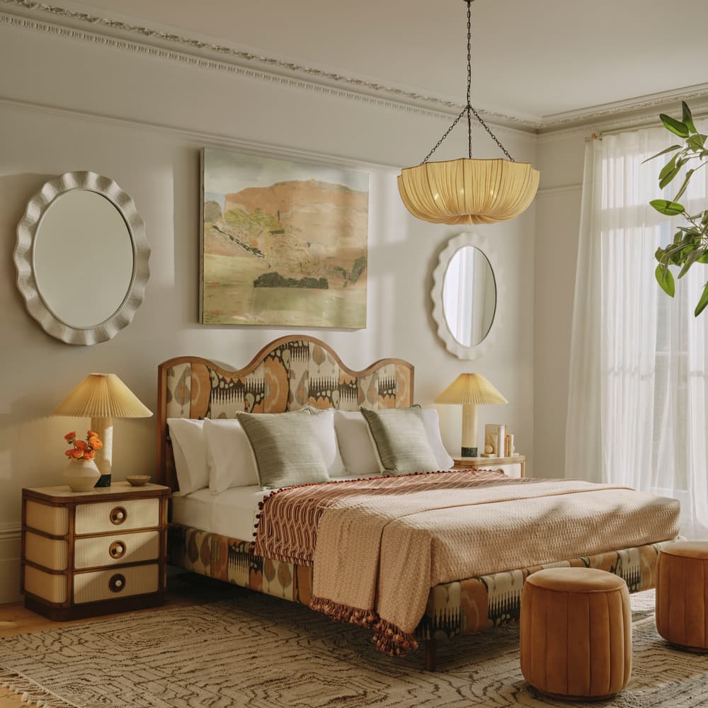 Aubrey Bed - King - Linen - Floral Ikat - Lifestyle - Image 3
