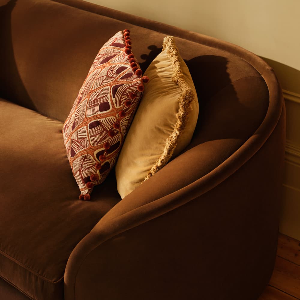 Conall Three Seater Sofa - Velvet - Chocolate - Lifestyle - Image 3