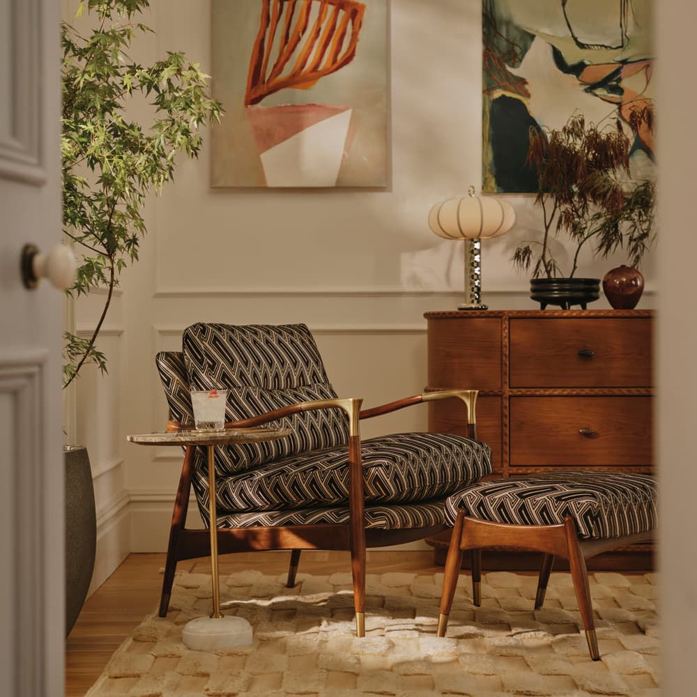 Theodore Footstool - Vende Jacquard - Olive - Lifestyle - Image 3