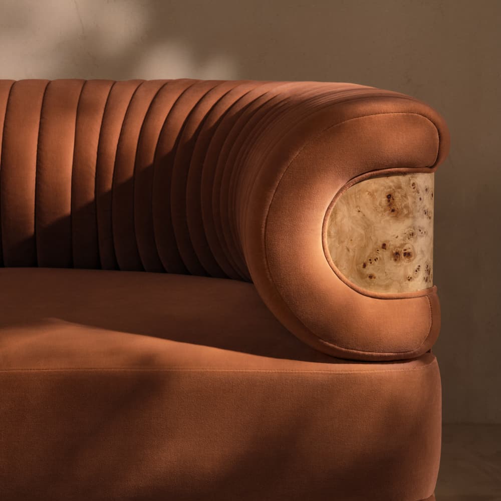Caleb Modular Four Seater Sofa - Velvet - Rust - Blonde Burl - UK - Lifestyle - Image 3