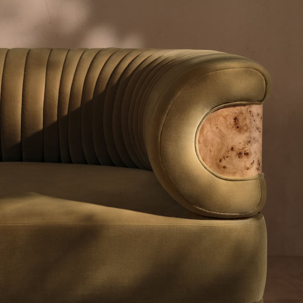 Caleb Modular Four Seater Sofa - Velvet - Lichen - Blonde Burl - UK - Lifestyle - Image 3