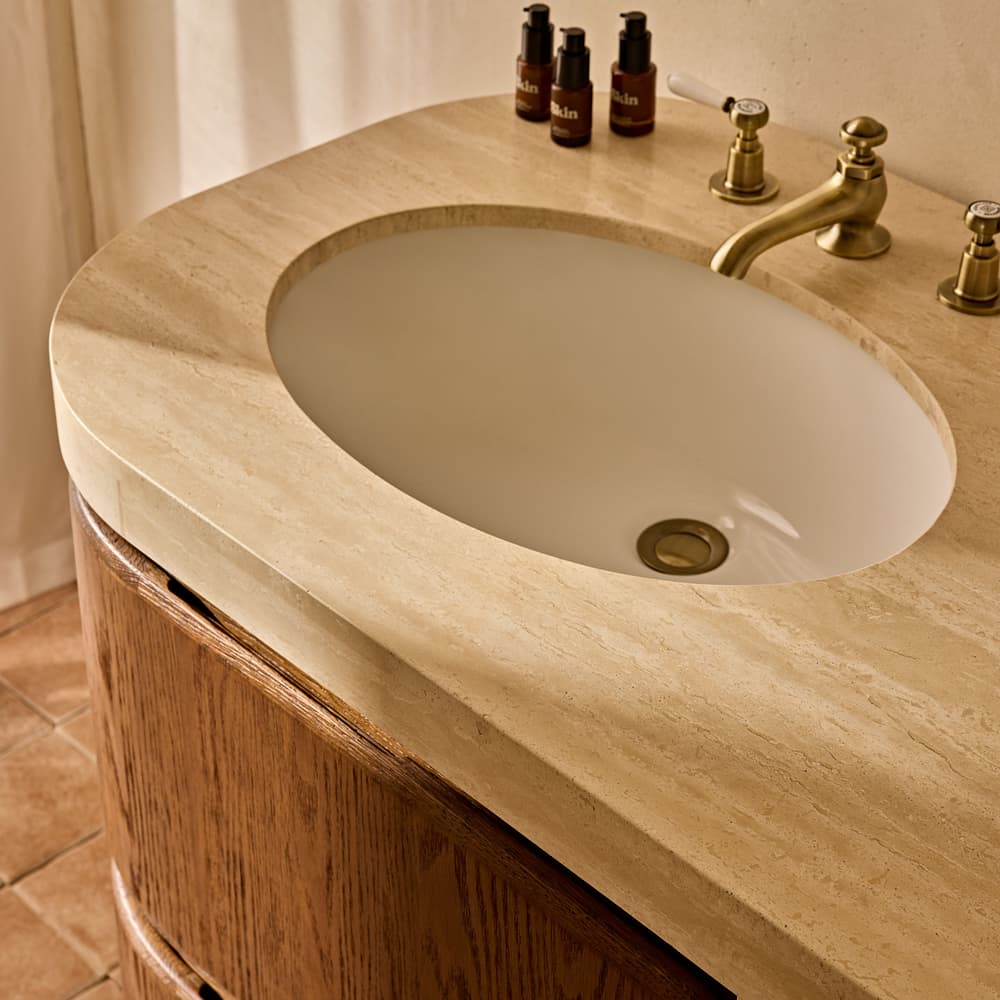 Tivoli Double Vanity - Travertine Marble - Lifestyle - Image 3