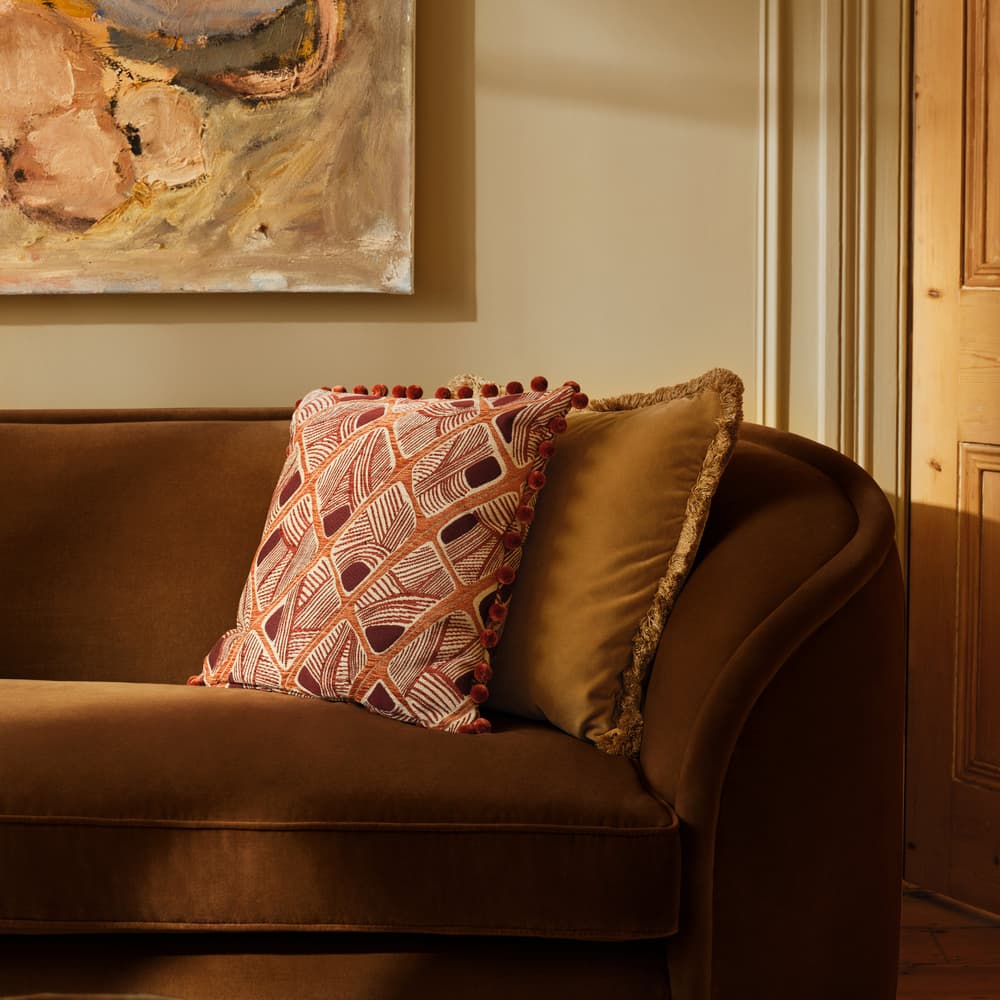 Conall Three Seater Sofa - Velvet - Chocolate - US - Lifestyle - Image 3