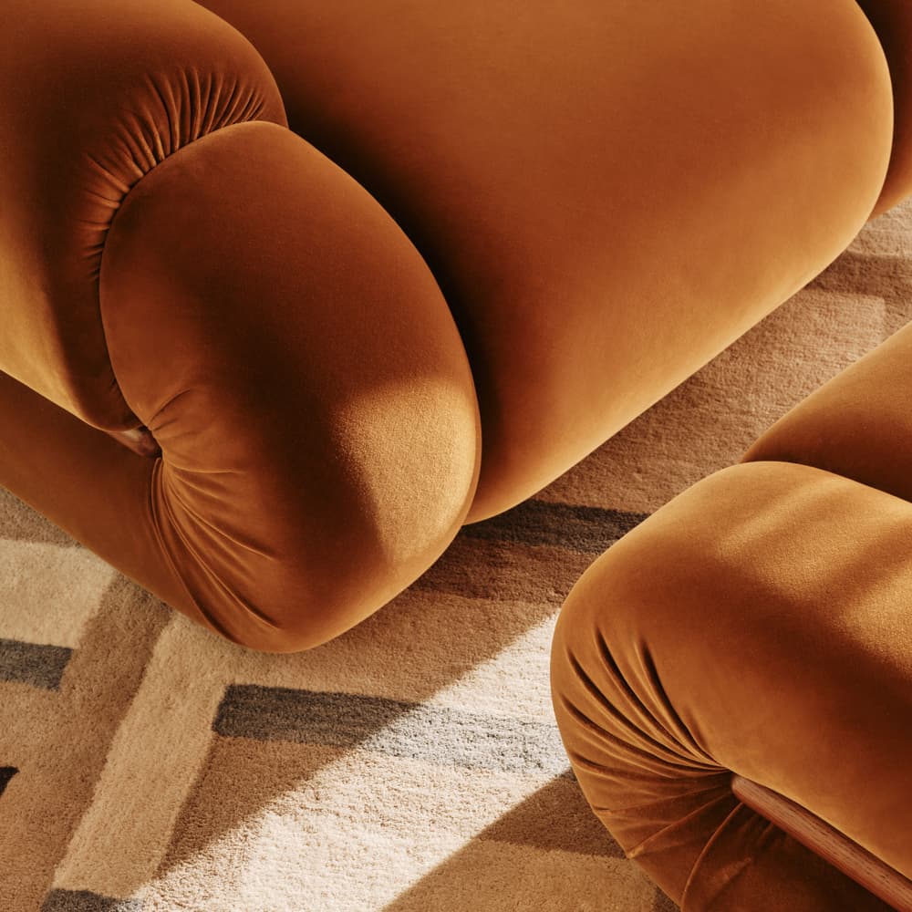 Umbria Footstool - Velvet - Mustard - UK - Lifestyle - Image 3