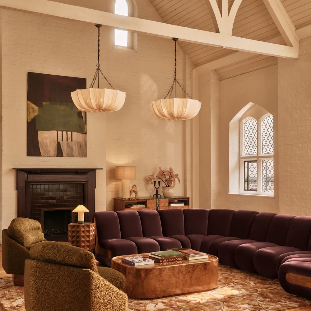 Noelle Modular Curved Sofa - Six Seater - Velvet - Aubergine - UK - Lifestyle - Image 3