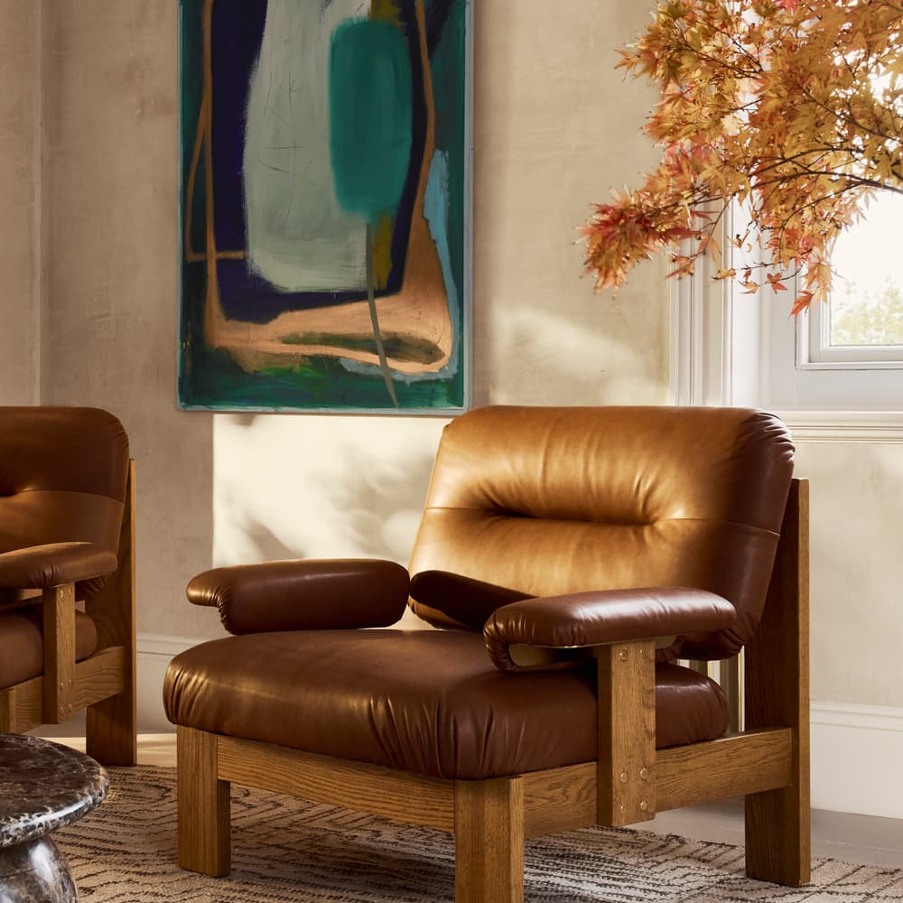 Horton Armchair - Leather - Chestnut - Lifestyle - Image 3