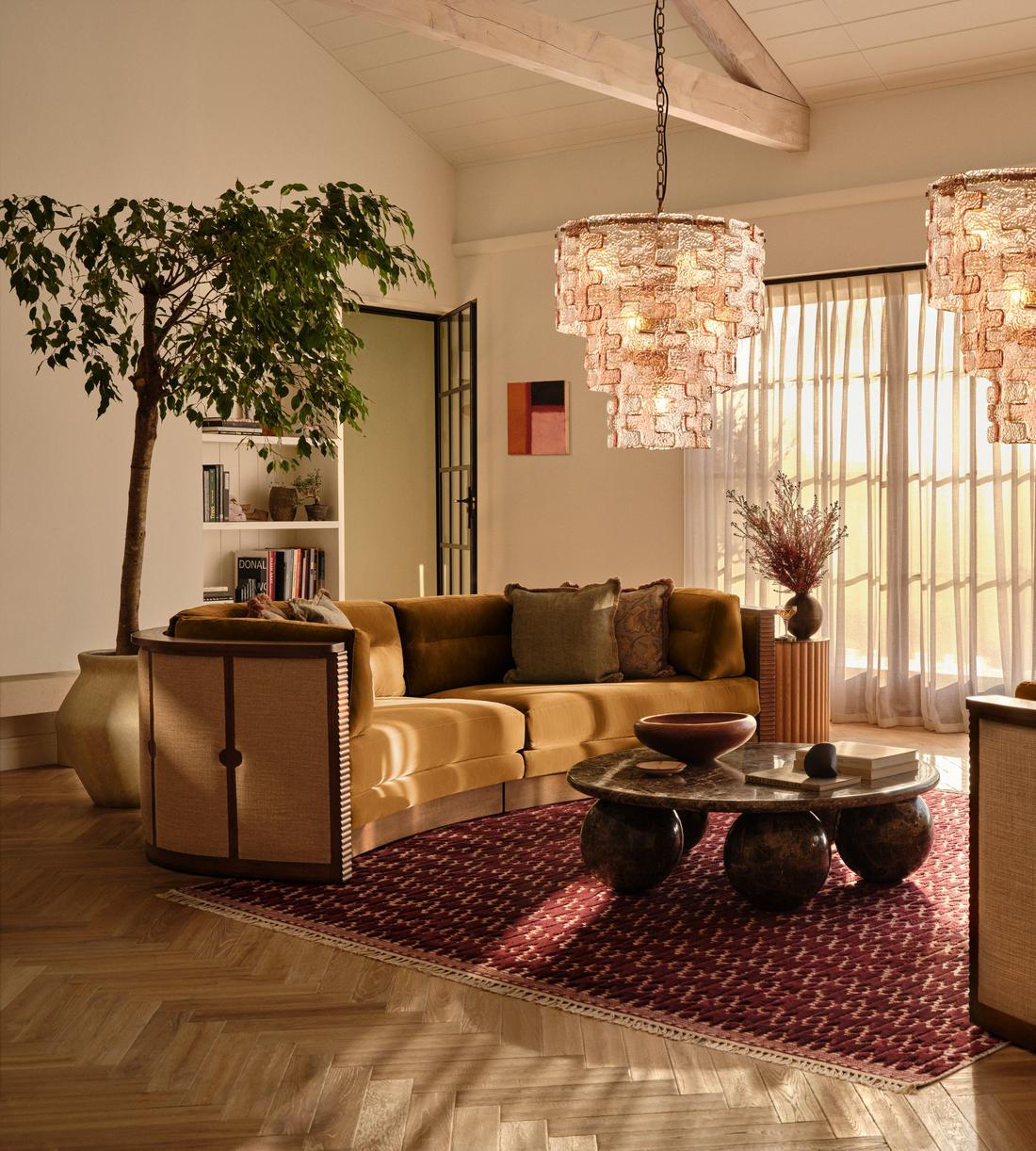 Belmont Sofa - Three Seater - Velvet - Mustard - US - Lifestyle - Image 1