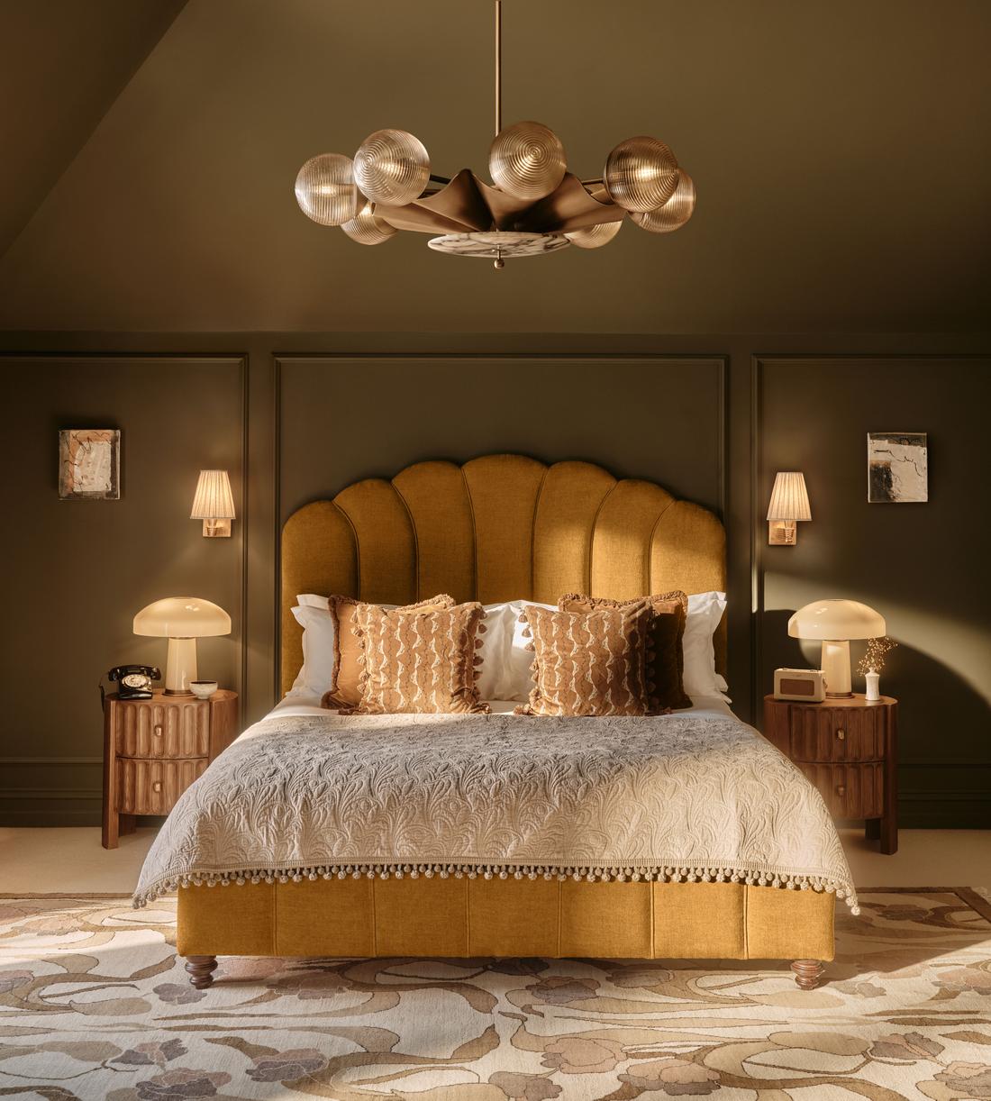 Manette Bed - Twisted Cord - Double - Linen - Ochre - UK - Lifestyle - Image 1