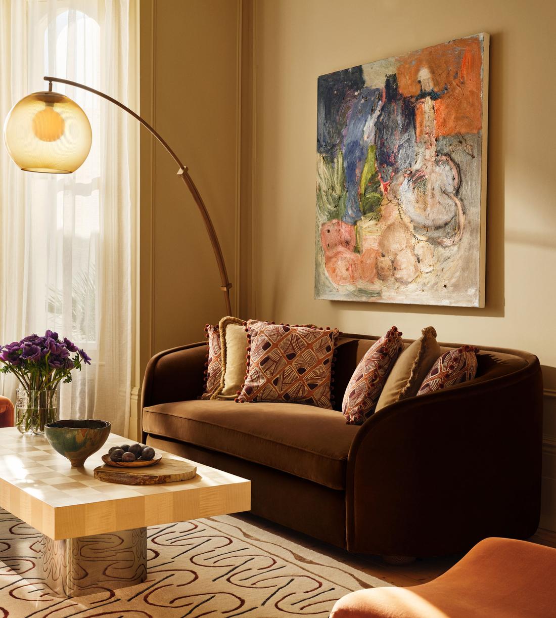 Conall Three Seater Sofa - Velvet - Chocolate - Lifestyle - Image 4