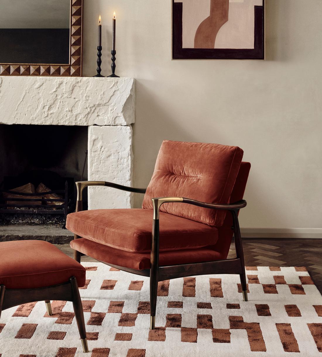Theodore Armchair - Velvet - Rust - US - Lifestyle - Image 1