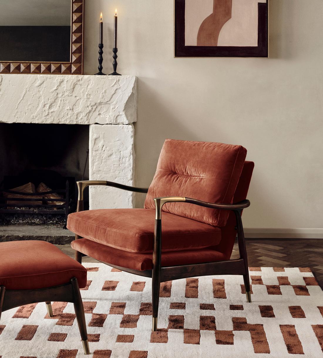 Theodore Armchair - Velvet - Rust - Lifestyle - Image 1